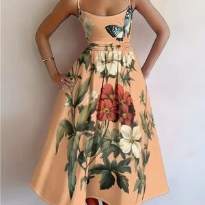 Floral Print Peach Dress